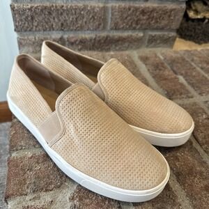 Vince Blair Women's Nude Beige Suede Slip on Sneakers Size 8.5 #162